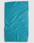 Load image into Gallery viewer, A rectangular blue towel with a dense, all-over pattern of small multicolored confetti sprinkle dots, shown against a neutral light gray background.