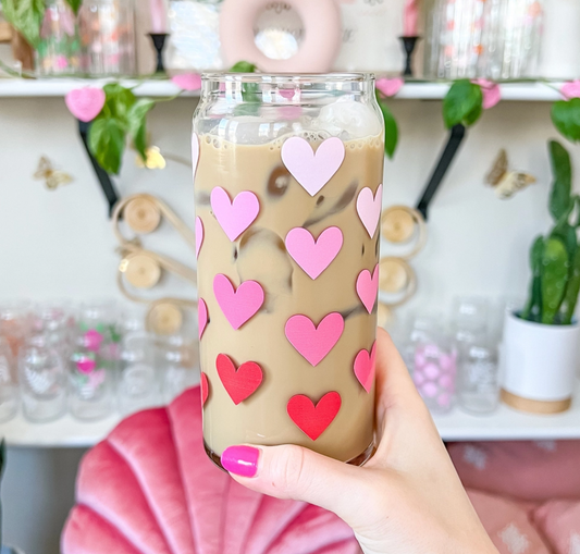 Hearts Beer Can Glass