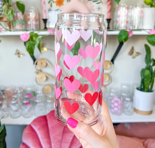 Hearts Beer Can Glass
