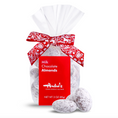 Load image into Gallery viewer, A bag of Andre's Milk Chocolate Almonds on a white background, featuring a red and white patterned bow and a red label.

