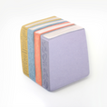 Load image into Gallery viewer, A stack of Book-Shaped Sticky Notes on a clean white background. The sides feature illustrated book spines in mustard yellow, light blue, coral orange, and white, with floral patterns.
